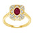 9ct gold 7x5mm oval ruby & diamond antique style ring 0.17ct