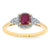 9ct gold 5mm cushion shape ruby & diamond ring 0.15ct