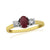 9ct gold 6x4mm oval ruby & diamond three stone ring 0.24ct