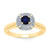 9ct gold 4.5mm round sapphire & diamond cluster ring 0.14ct