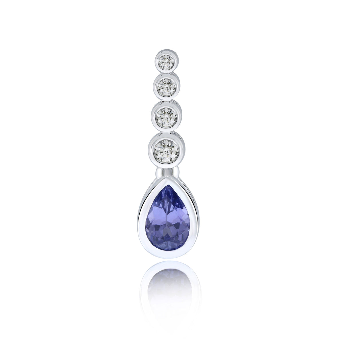 9ct white gold 5x3mm pear shape tanzanite &amp; diamond pendant 0.09ct