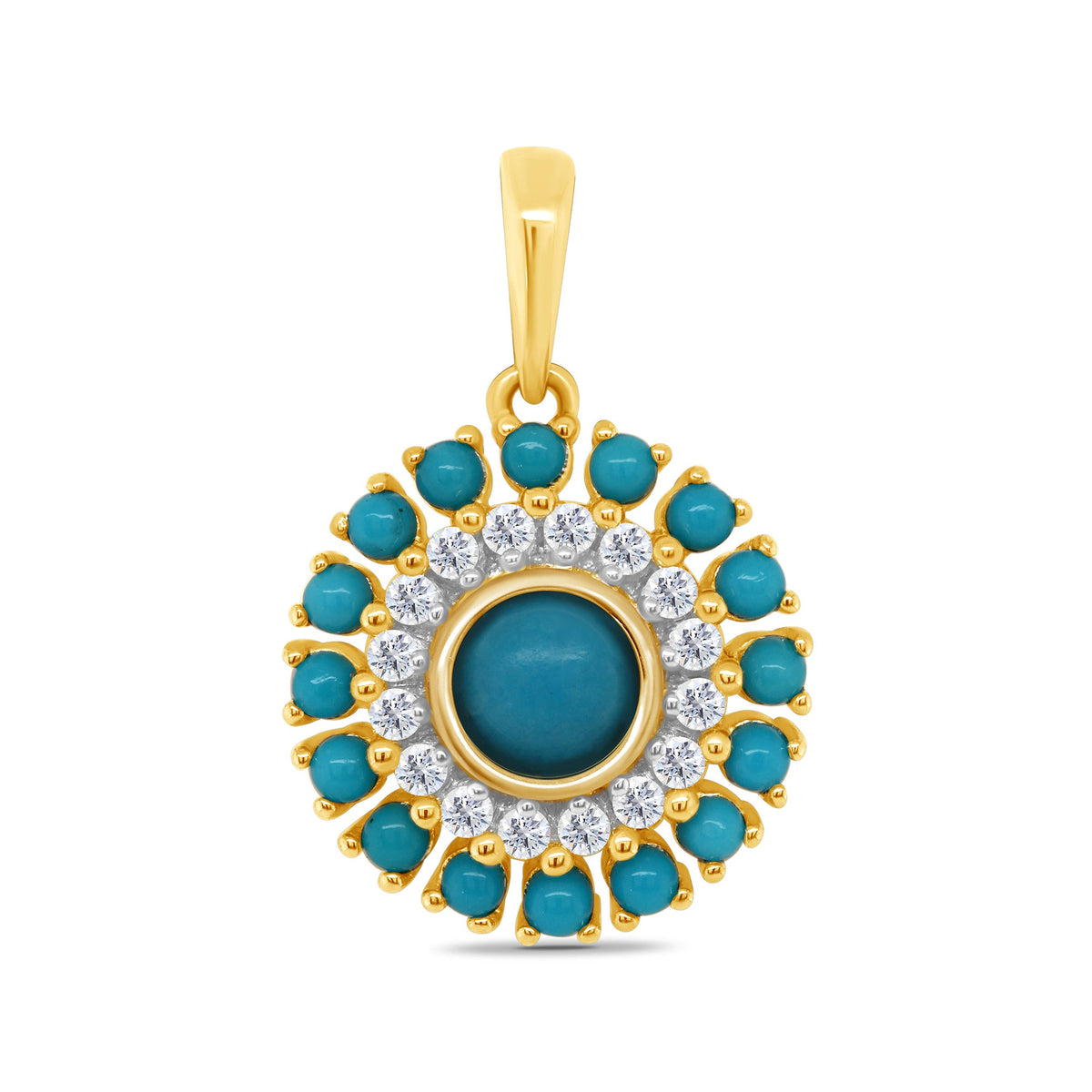 9ct gold turquoise &amp; diamond pendant 0.10ct