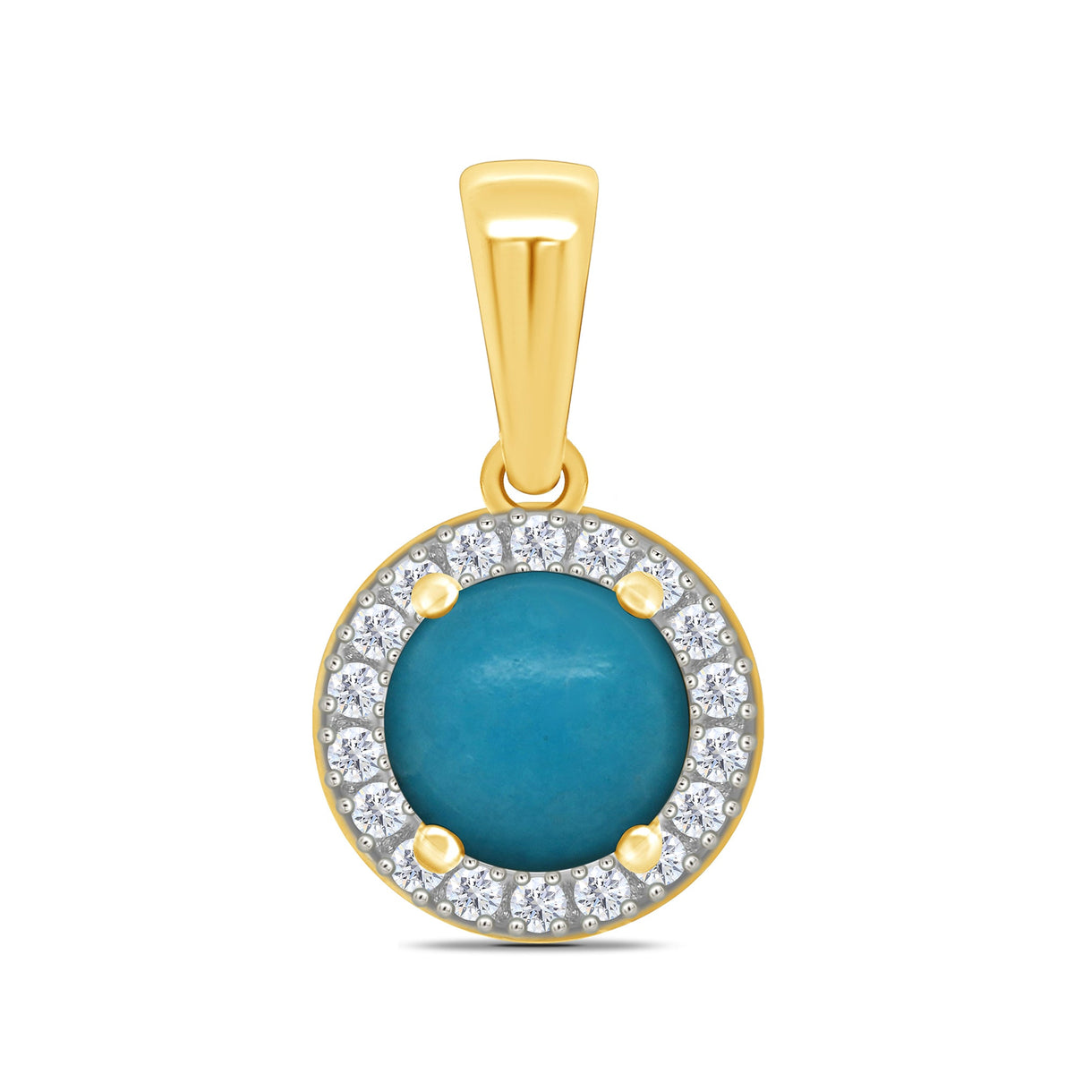 9ct gold turquoise &amp; diamond pendant 0.03ct