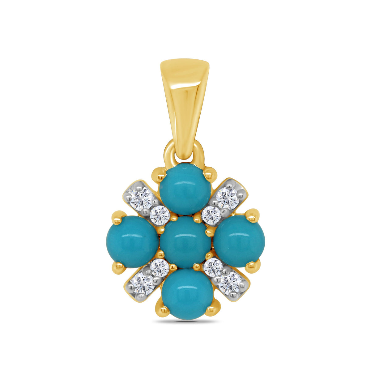 9ct gold turquoise &amp; diamond pendant 0.05ct