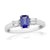 9ct white gold 6x4mm octagon cut tanzanite & baguette diamond shoulders ring 0.12ct