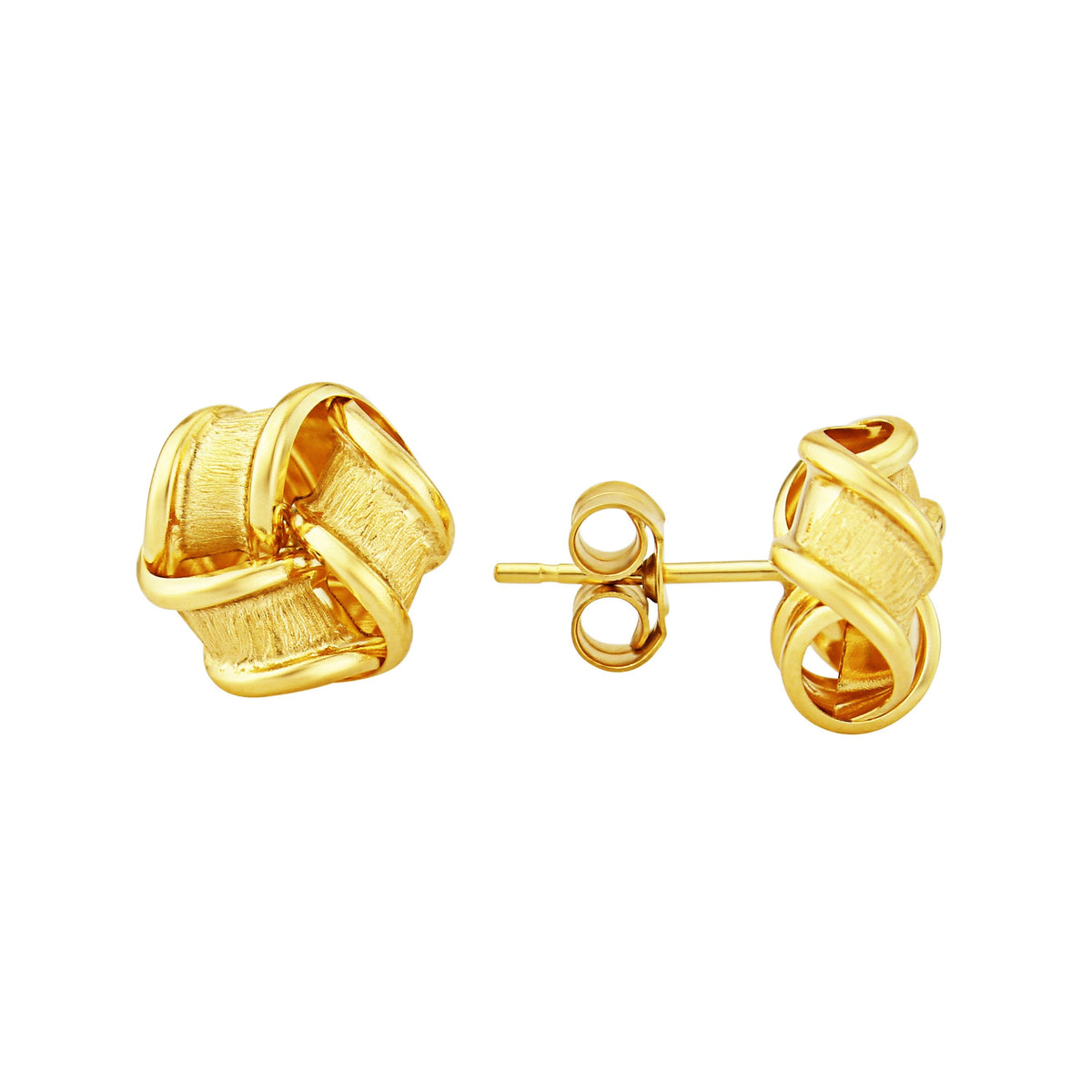 9ct gold frosted knot stud earrings