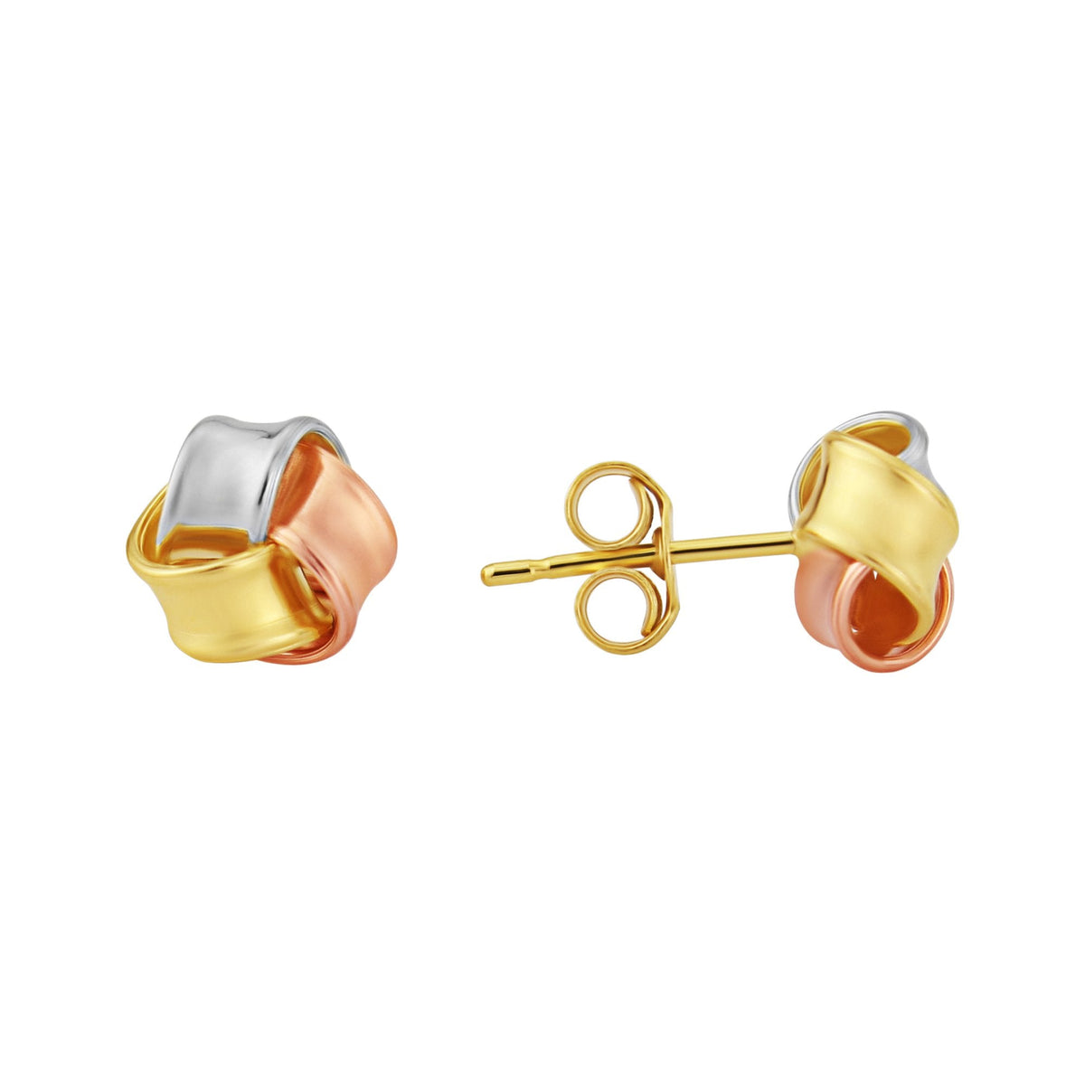 9ct m/c gold knot stud earrings