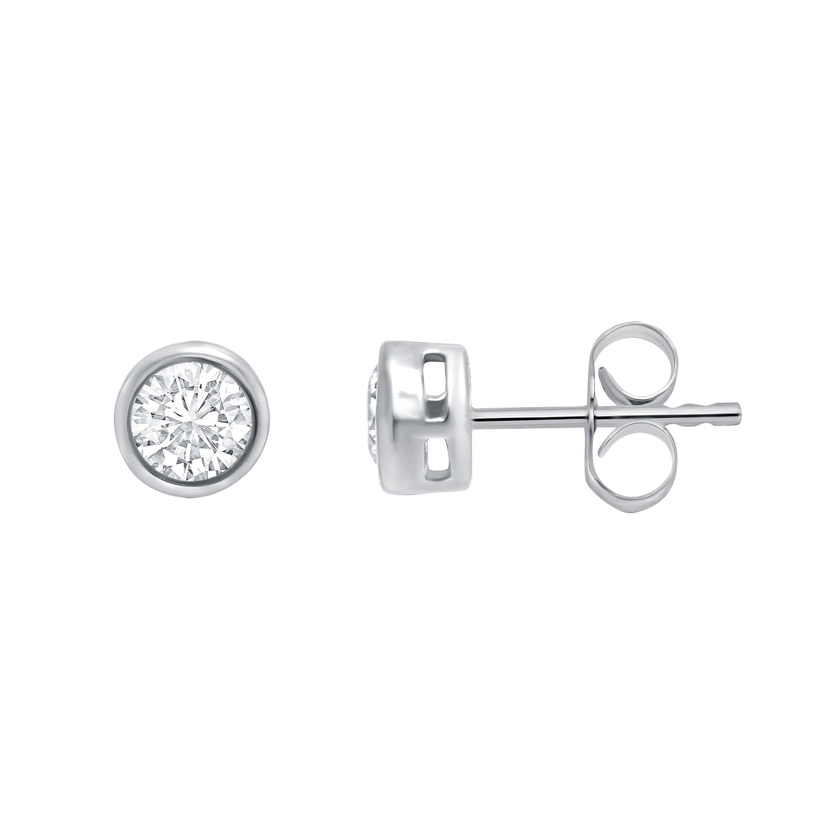 Platinum rub over set diamond stud earrings 0.25ct H/Si