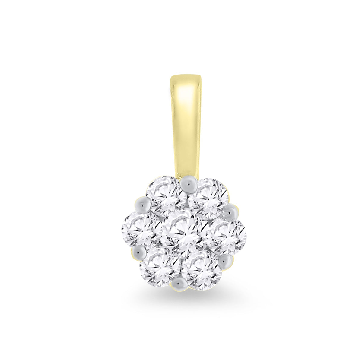 9ct gold diamond cluster pendant 0.25ct