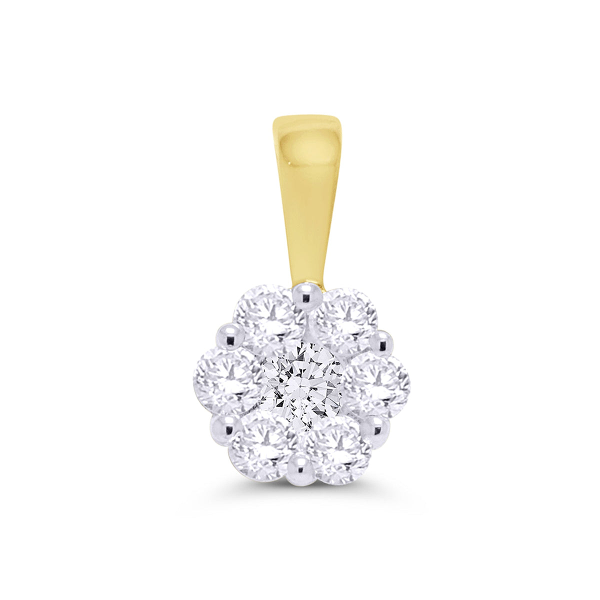 9ct gold diamond cluster pendant 0.33ct