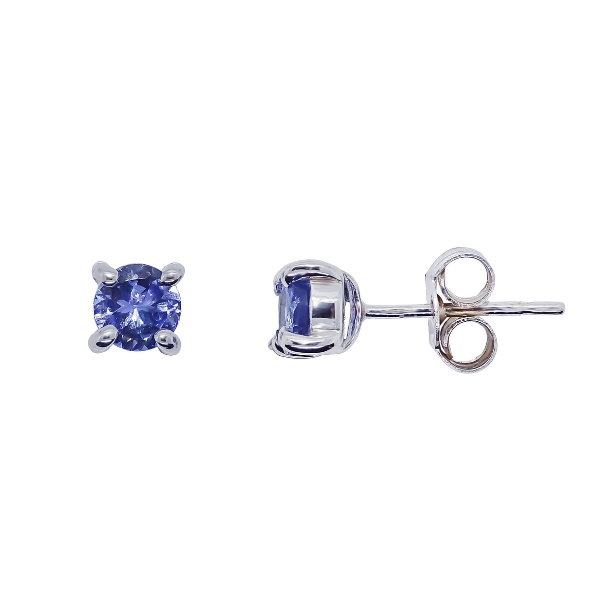 9ct white gold 4mm tanzanite stud earrings