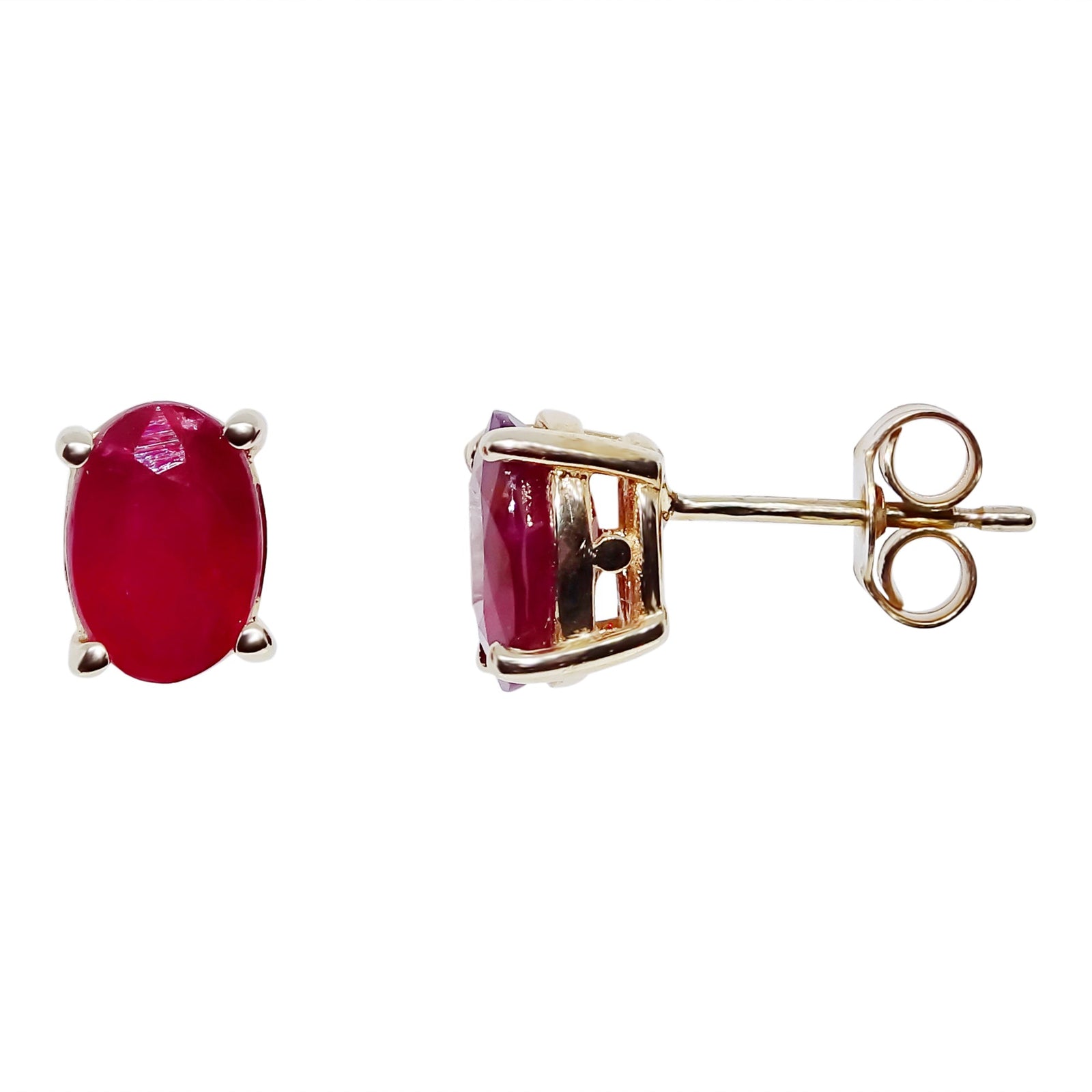 9ct gold 7x5mm oval ruby stud earrings