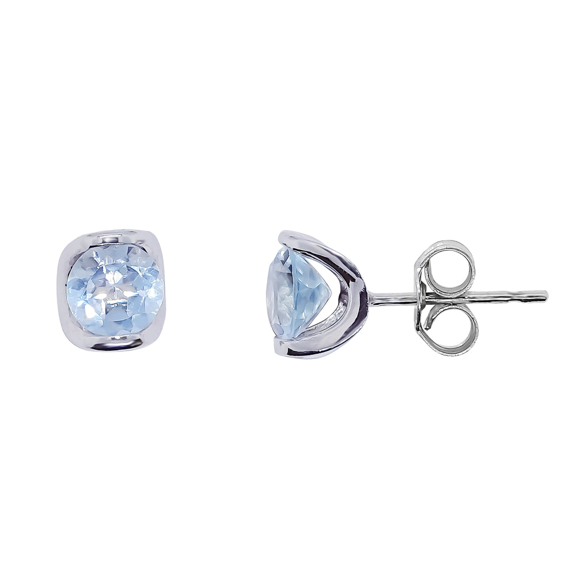 9ct white gold 5mm round blue topaz stud earrings