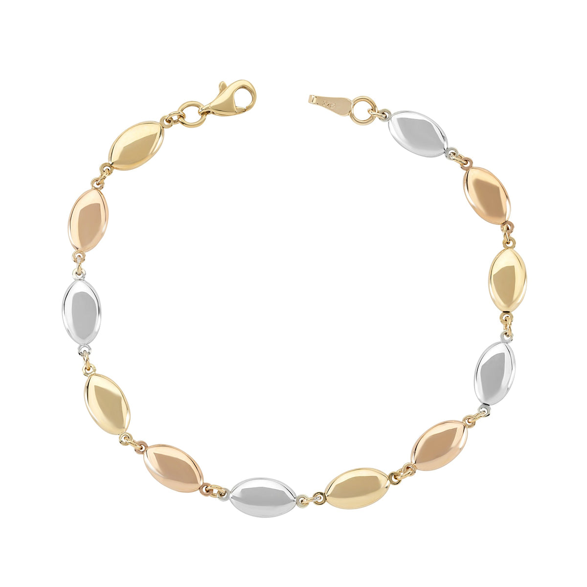 9ct gold 3 colour bracelet