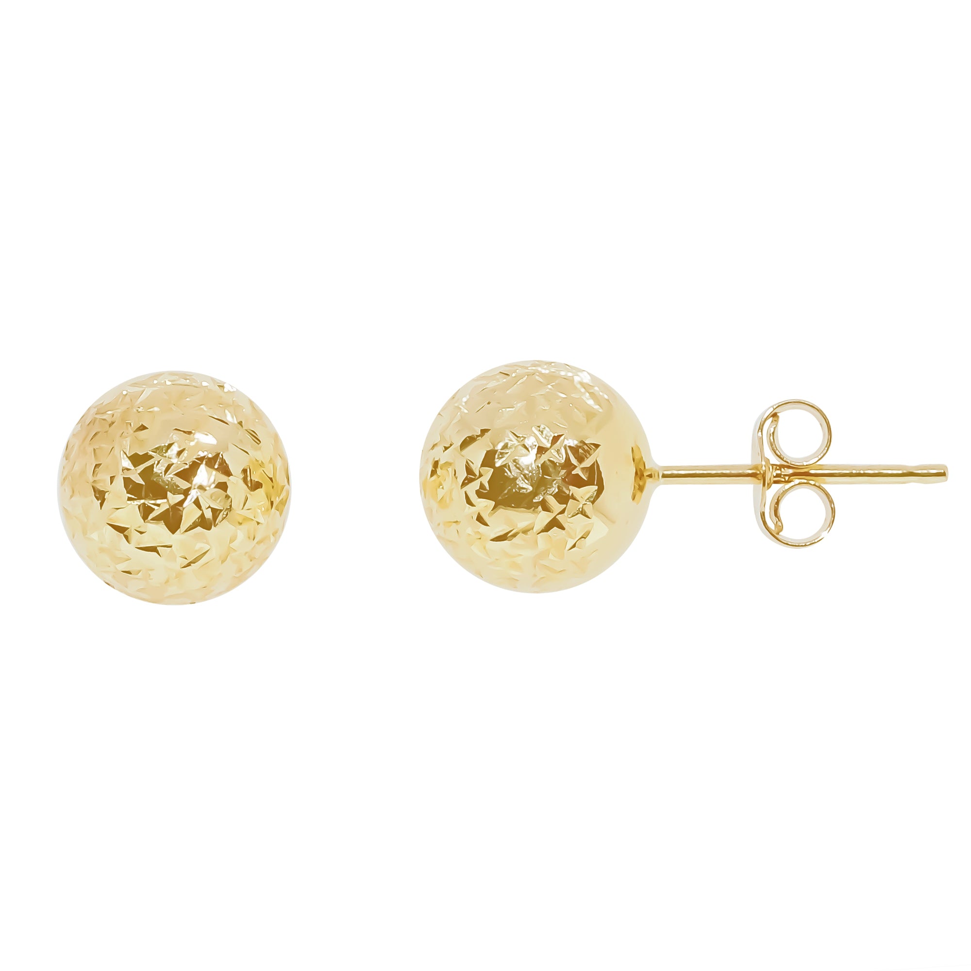 9ct gold 8mm diamond-cut ball stud earrings