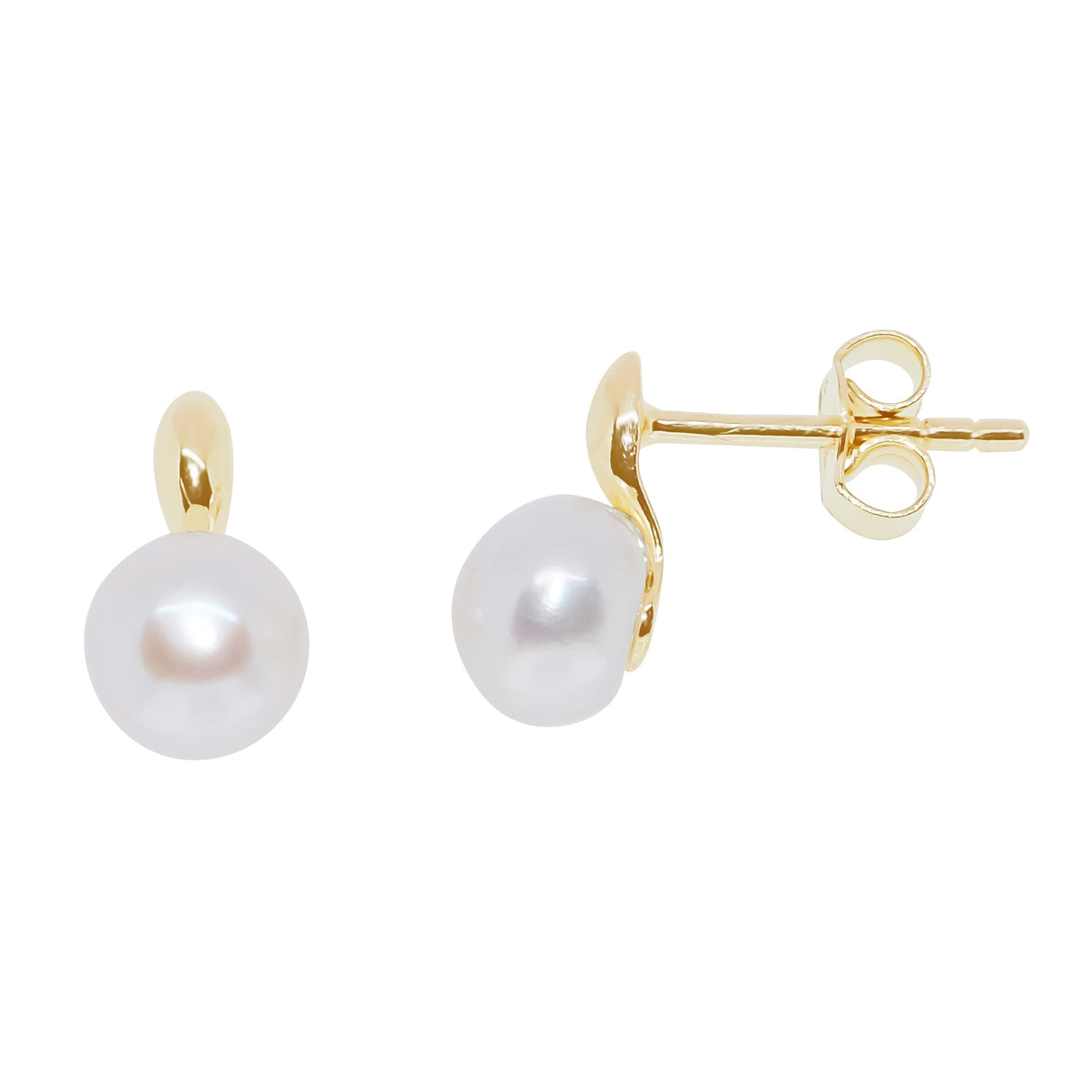 9ct gold 6mm freshwater pearl stud earrings