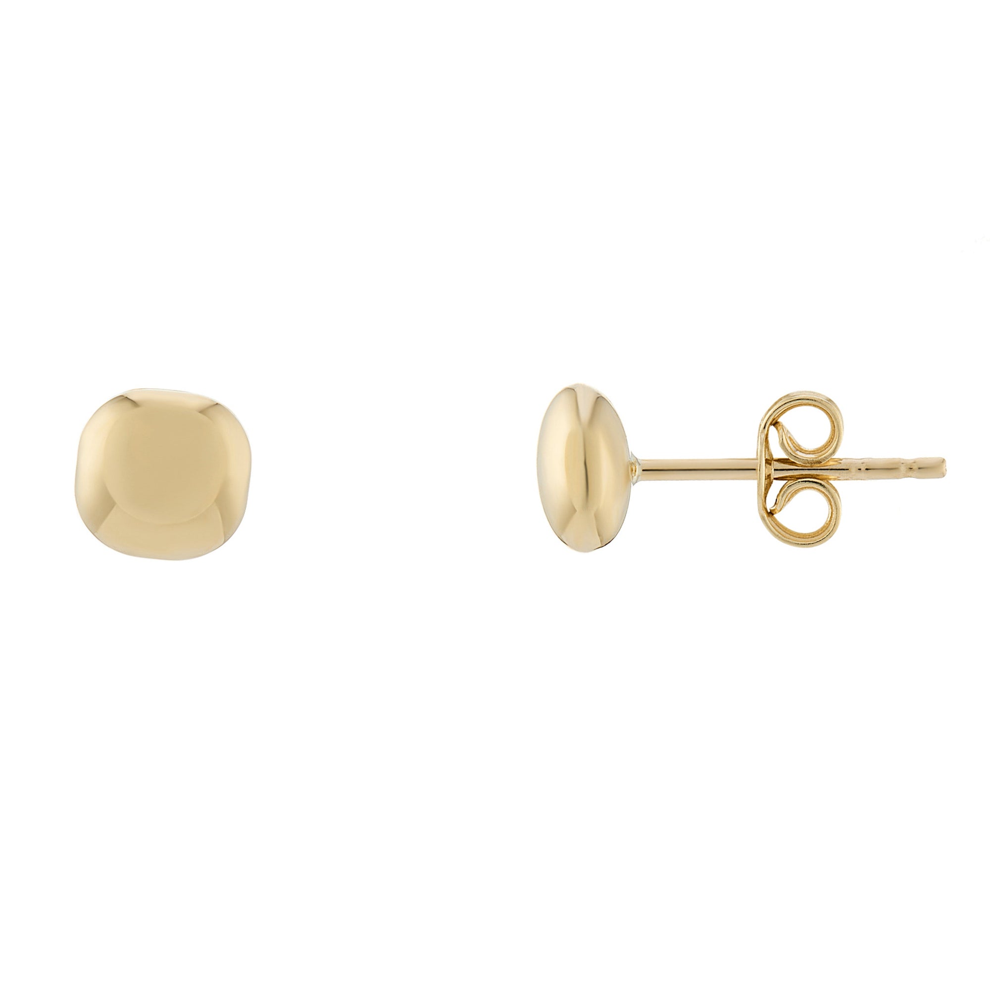 9ct gold 6mm plain cushion shape stud earrings