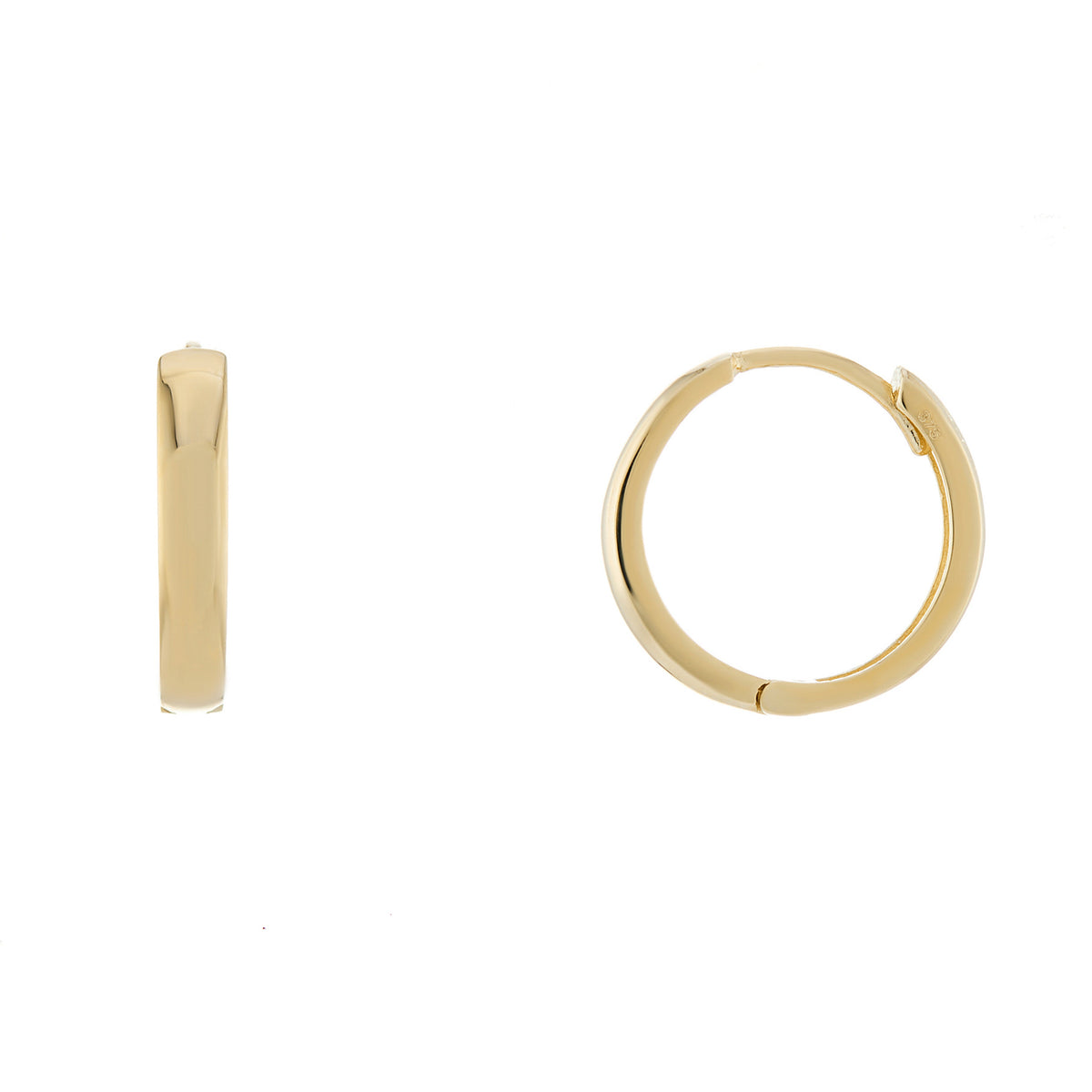 9ct plain gold 2.50mm x 11.0mm huggy earrings