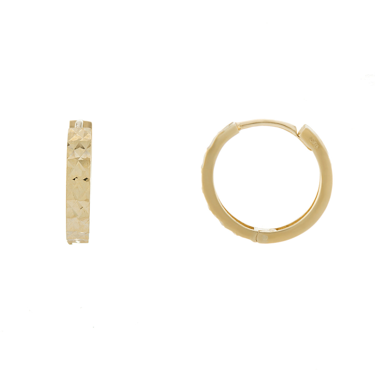 9ct gold 2.50 x 11.0mm d/c huggy earrings