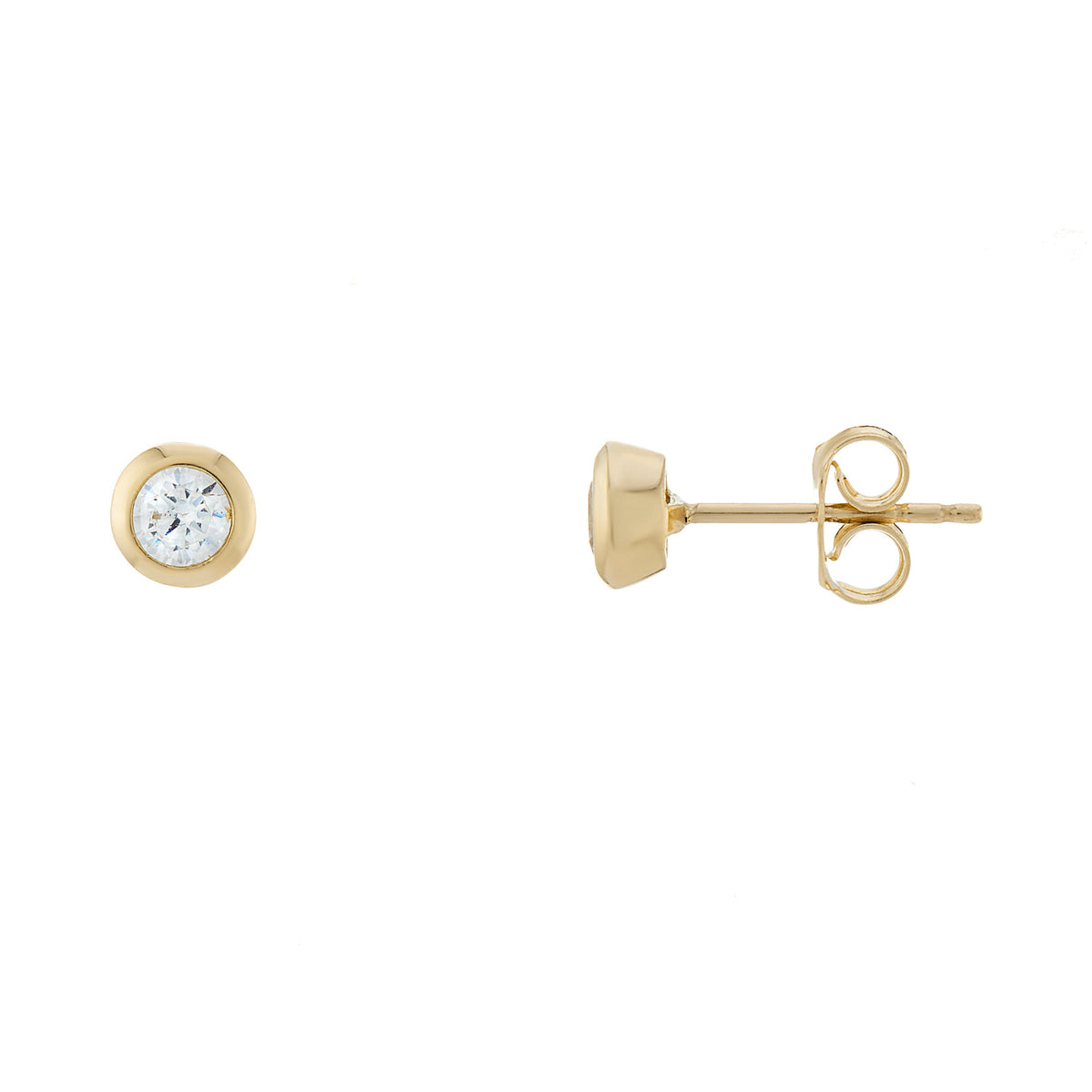 9ct gold 6mm cz bouton stud earrings (total width)