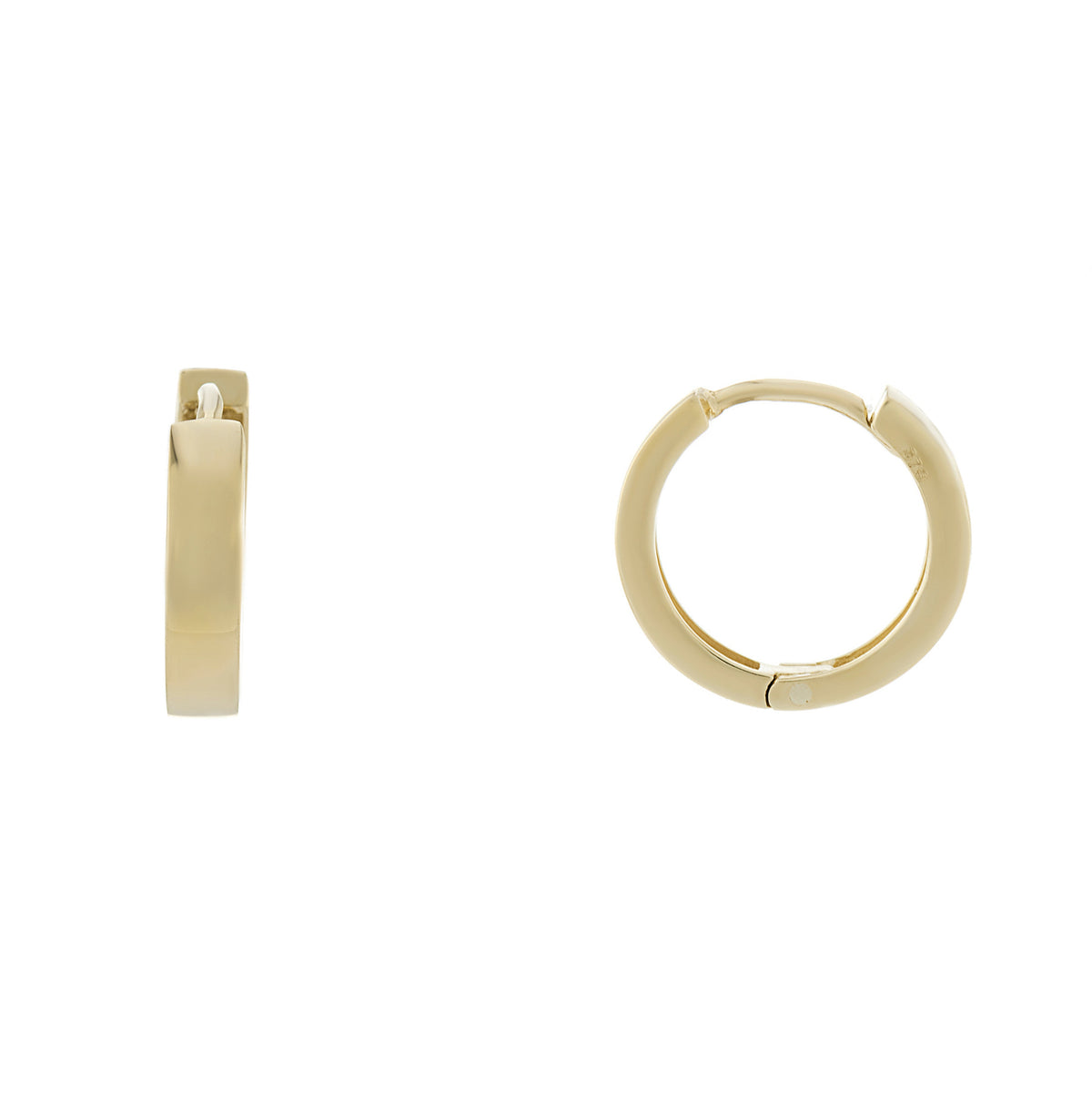 9ct gold 2.50mm x 9.00mm square tube huggy earrings