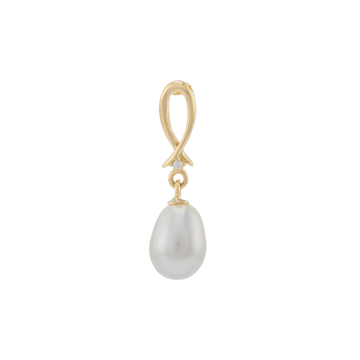 9ct gold freshwater pearl &amp; diamond pendant 0.005ct