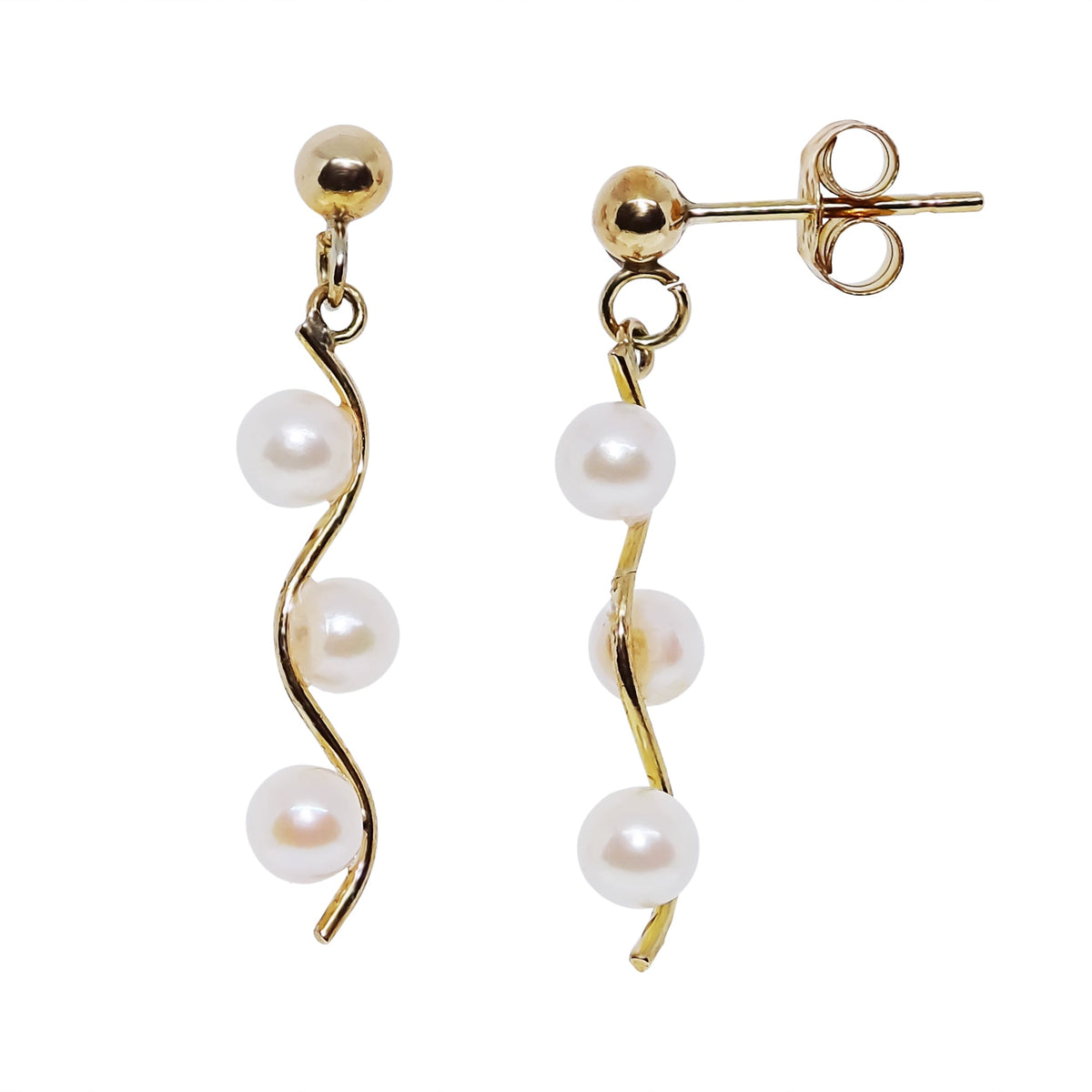 9ct gold cultured pearl drop earrings