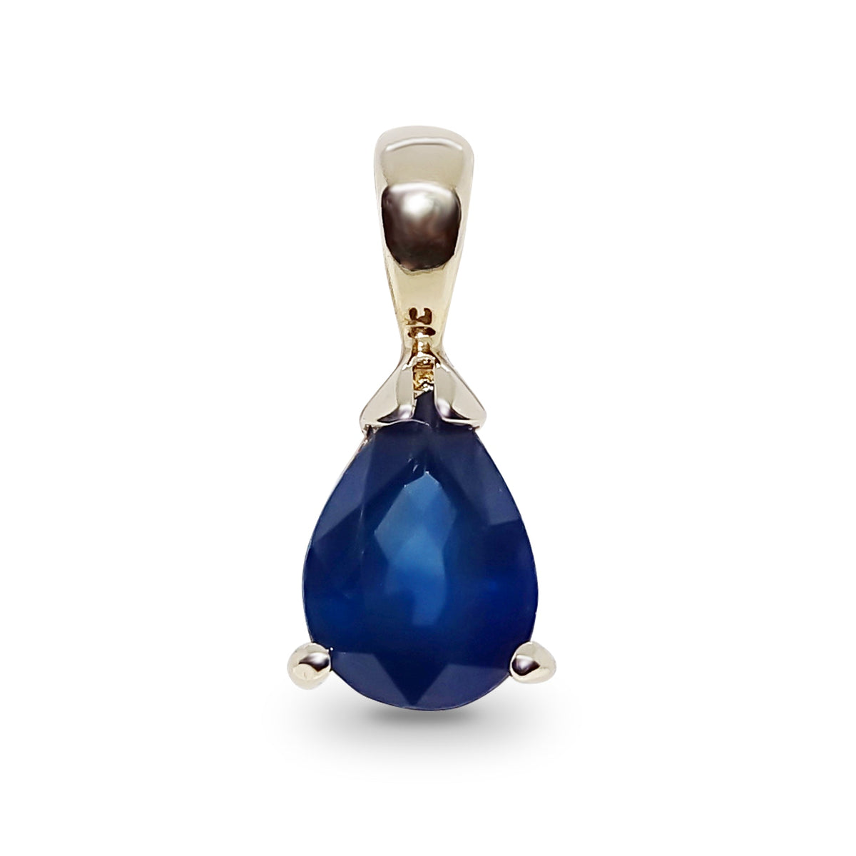 9ct gold 7x5mm pear shape sapphire pendant