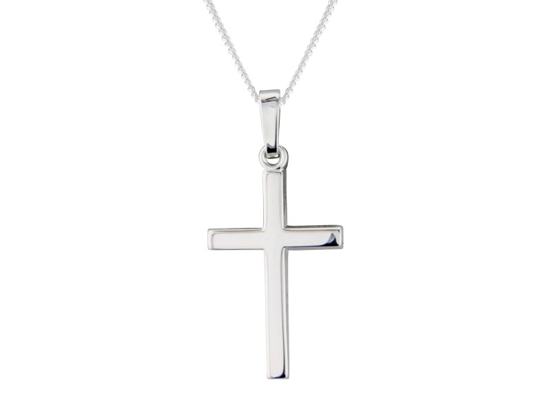 Silver 20mm plain cross &amp; 18&quot; chain