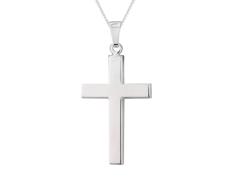 Silver 25mm wide plain cross &amp; 18&quot; chain